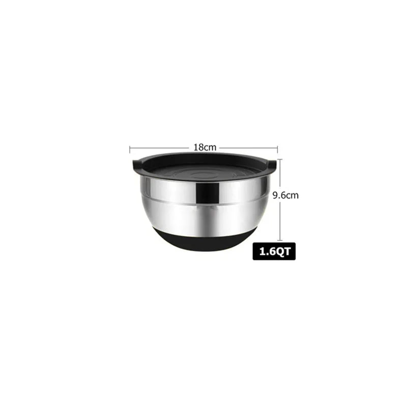 Mixing Bowls with Lids and Non Slip Bases Stainless Steel Mixing Bowls Set for Baking
