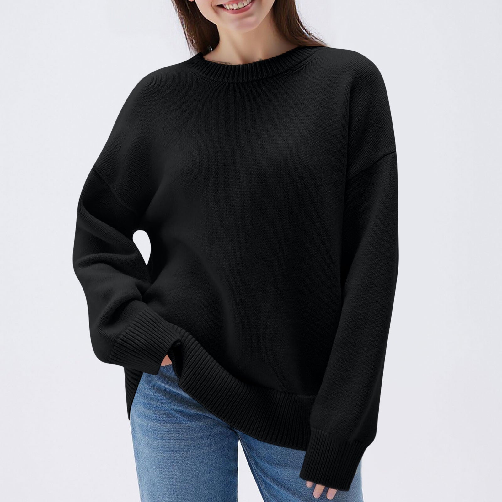 Women's Loose Casual Round Neck Long Sleeved Sweatshirt