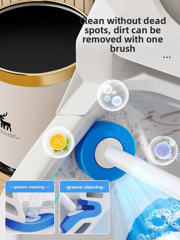 Disposable Toilet Brush Kit – Fresh-Scent Scrubbing Heads + Hygienic Holder (12 Refills)