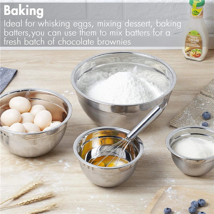 Mixing Bowls with Lids and Non Slip Bases Stainless Steel Mixing Bowls Set for Baking