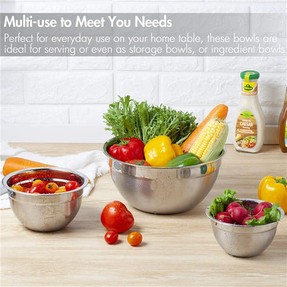 Mixing Bowls with Lids and Non Slip Bases Stainless Steel Mixing Bowls Set for Baking