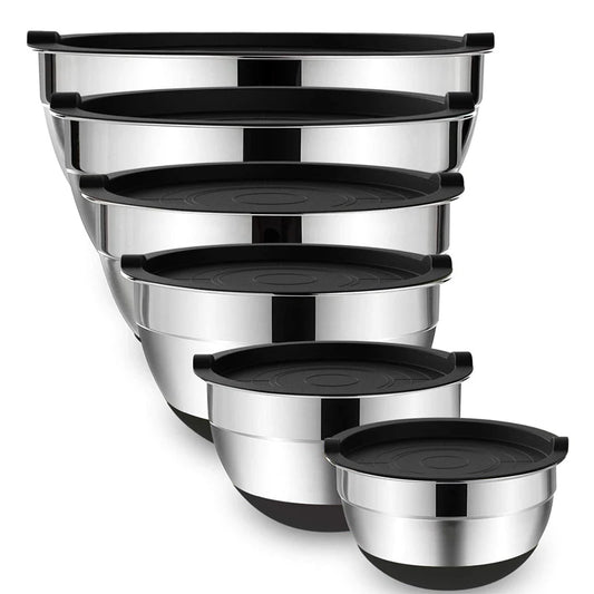 Mixing Bowls with Lids and Non Slip Bases Stainless Steel Mixing Bowls Set for Baking