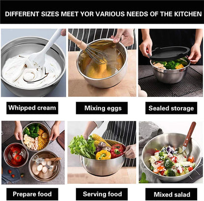 Mixing Bowls with Lids and Non Slip Bases Stainless Steel Mixing Bowls Set for Baking