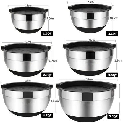 Mixing Bowls with Lids and Non Slip Bases Stainless Steel Mixing Bowls Set for Baking