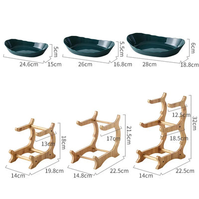 Three Layer Table Plates Dinnerware Wooden Kitchen Fruit Bowl