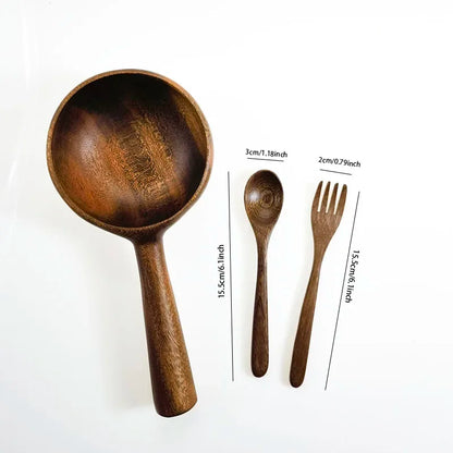 Kitchen Bar Utensils, Wooden Cutlery, Bowls, Spoons, Forks Set.