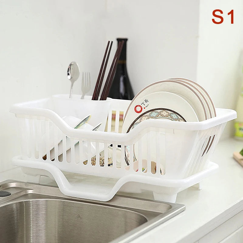 Kitchen Drainage Rack With Drainer Board Countertop Utensils Plates