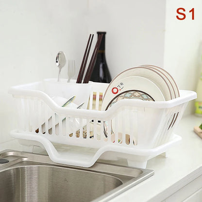 Kitchen Drainage Rack With Drainer Board Countertop Utensils Plates