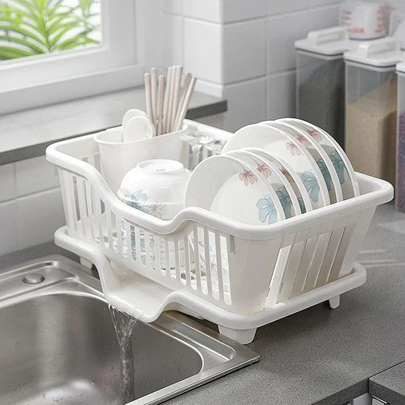 Kitchen Drainage Rack With Drainer Board Countertop Utensils Plates