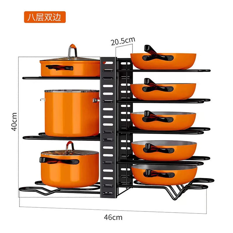 Upgraded Pots and Pans Organizer Rack for Kitchen