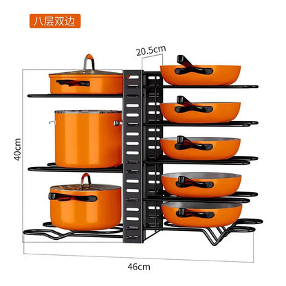 Upgraded Pots and Pans Organizer Rack for Kitchen