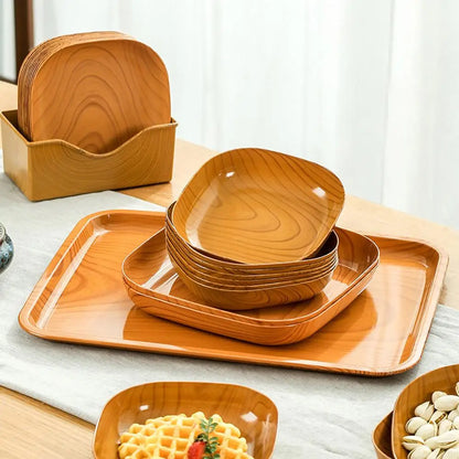 Japanese Simple Wood Dish Set