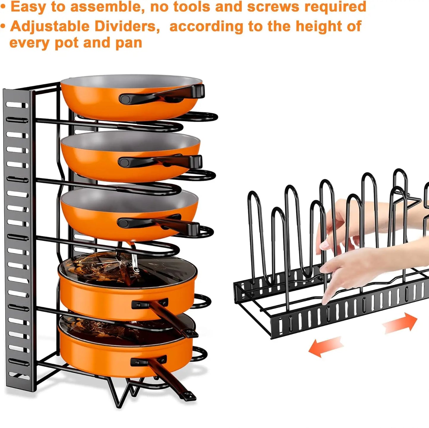 Upgraded Pots and Pans Organizer Rack for Kitchen