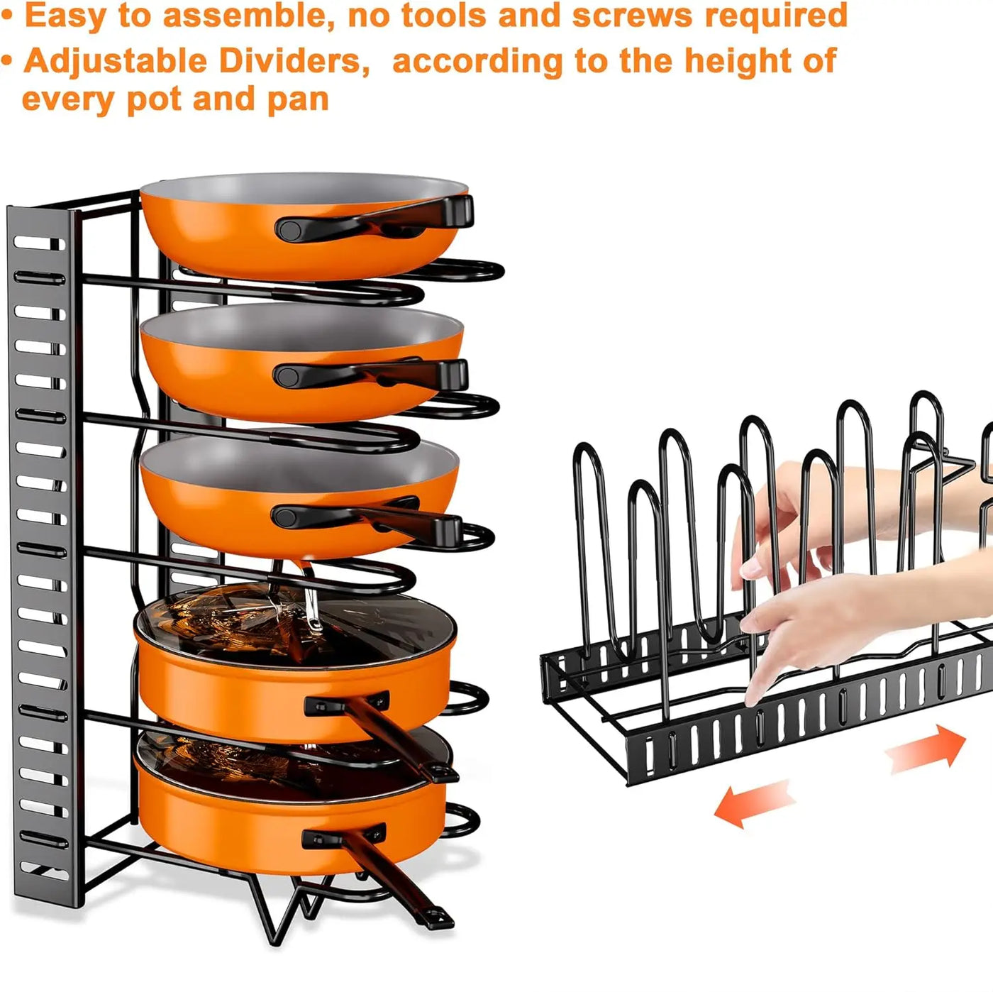 Upgraded Pots and Pans Organizer Rack for Kitchen