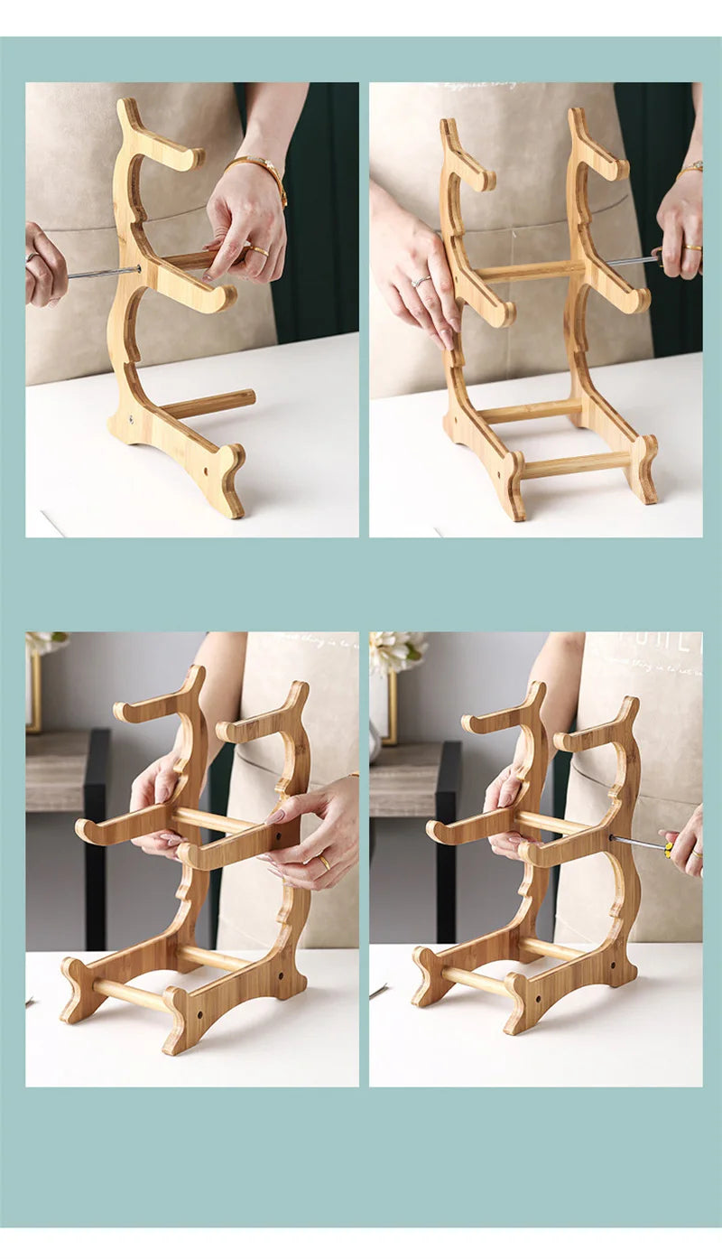 Three Layer Table Plates Dinnerware Wooden Kitchen Fruit Bowl