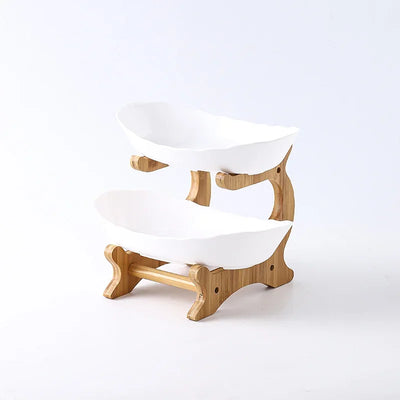 Three Layer Table Plates Dinnerware Wooden Kitchen Fruit Bowl