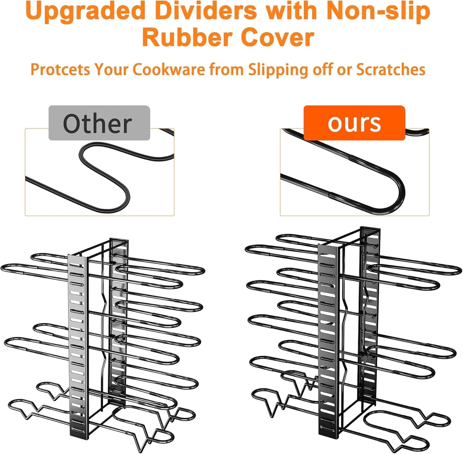 Upgraded Pots and Pans Organizer Rack for Kitchen