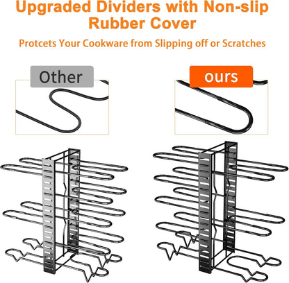 Upgraded Pots and Pans Organizer Rack for Kitchen