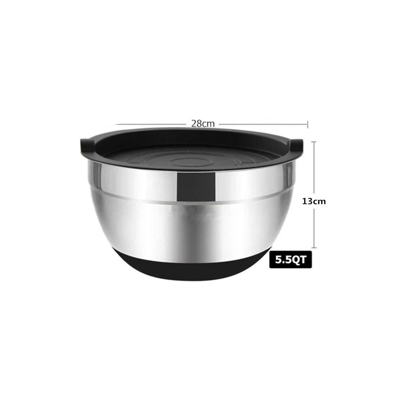 Mixing Bowls with Lids and Non Slip Bases Stainless Steel Mixing Bowls Set for Baking